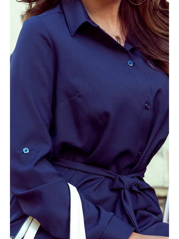 numoco Košeľové šaty s gombíkmi - tmavomodré Numoco