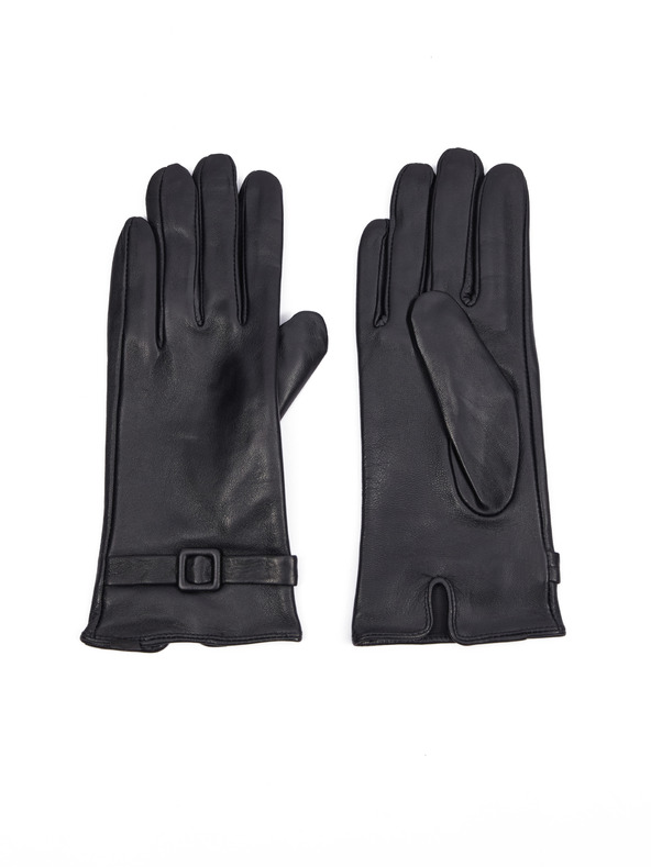 Orsay Čierne dámske kožené rukavice ORSAY