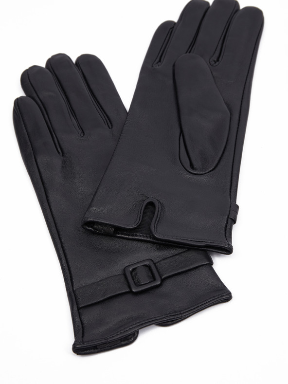 Orsay Čierne dámske kožené rukavice ORSAY