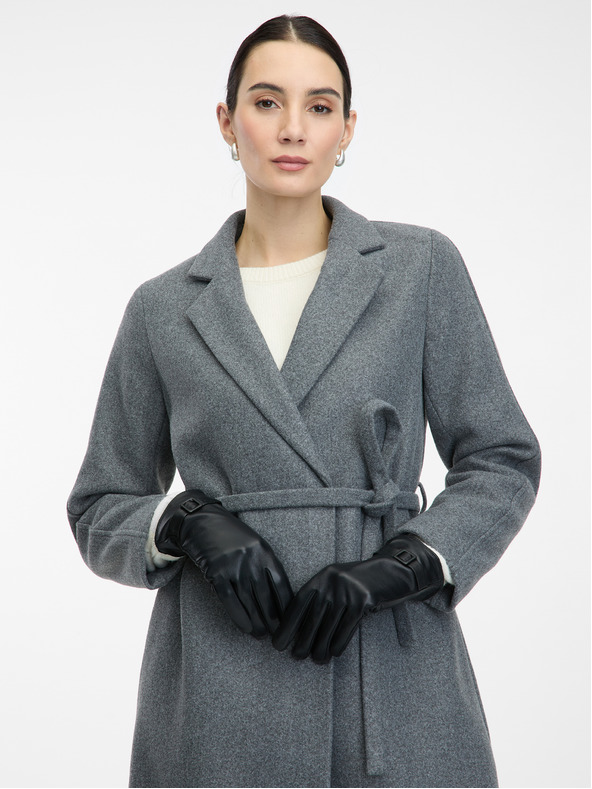 Orsay Čierne dámske kožené rukavice ORSAY