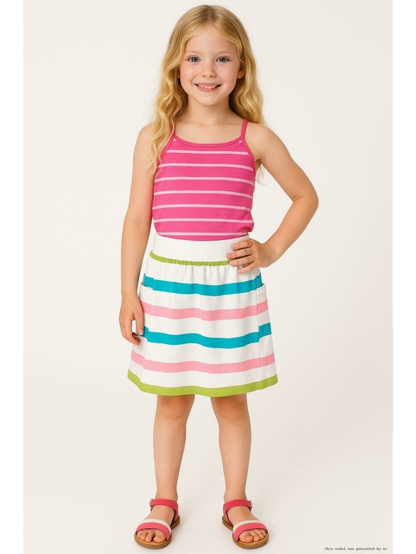 ALPINE PRO Biela dievčenská pruhovaná sukňa ALPINE PRO Owelo