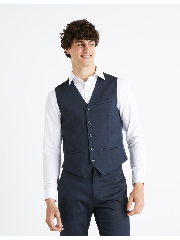 Celio Tmavomodrá obleková vesta Celio Rugidiam