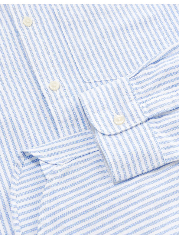 Celio Svetlomodré pánske pruhované tričko regular fit Celio Caoxfordy