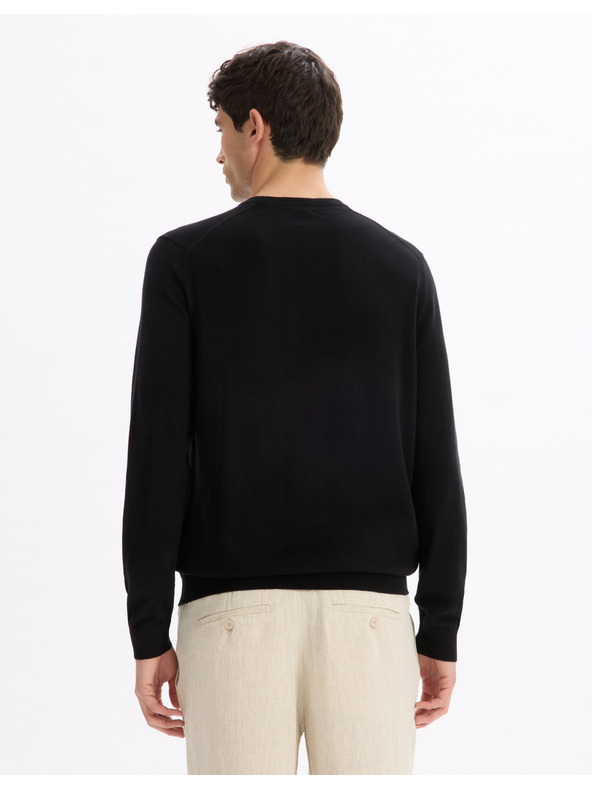 Celio Čierny pánsky sveter Celio Decoton