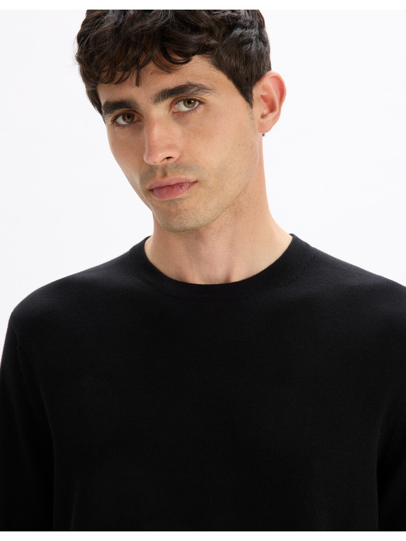 Celio Čierny pánsky sveter Celio Decoton