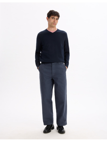 Celio Tmavomodrý pánsky základný sveter Celio Decotonv