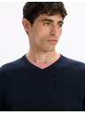 Celio Tmavomodrý pánsky základný sveter Celio Decotonv