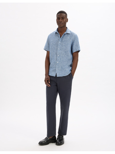 Celio Modrá pánska ľanová košeľa Celio Damralin