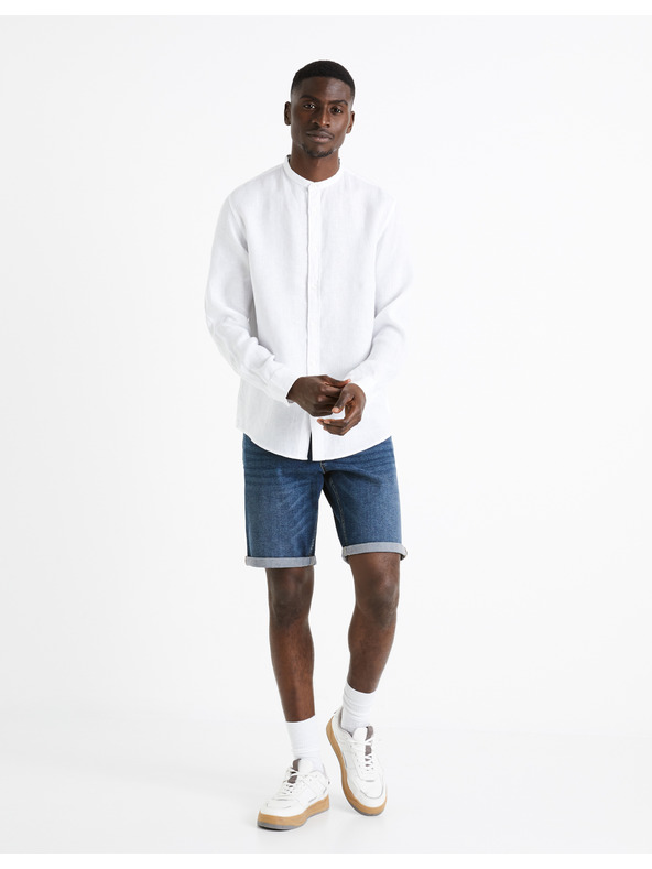 Celio Biela pánska ľanová košeľa Celio Damaolin