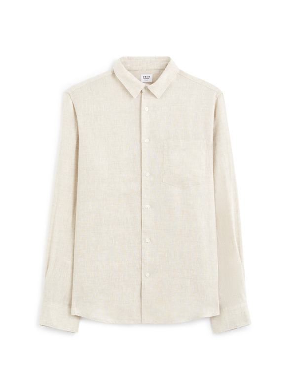 Celio Krémová pánska ľanová košeľa Celio Daflix