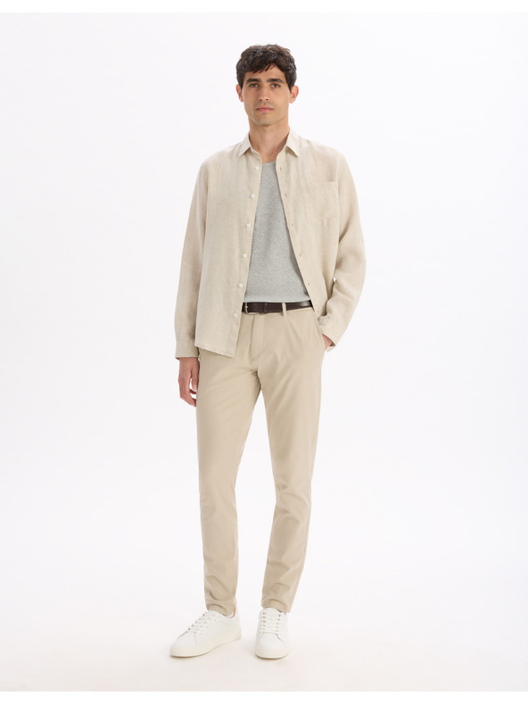 Celio Krémová pánska ľanová košeľa Celio Daflix