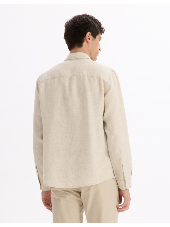 Celio Krémová pánska ľanová košeľa Celio Daflix