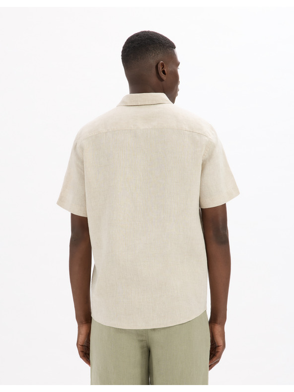 Celio Krémová pánska ľanová košeľa Celio Damarlin