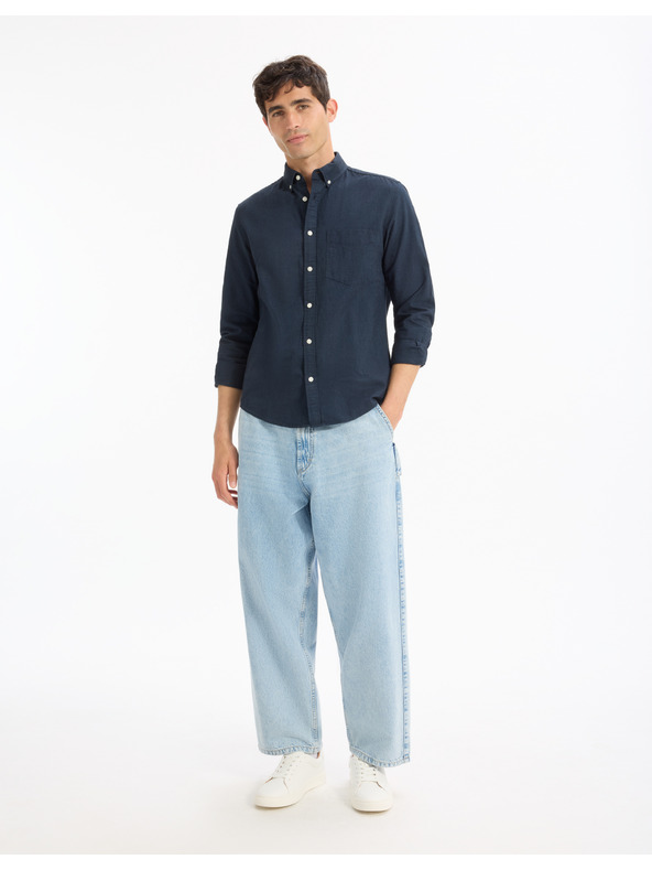 Celio Tmavomodrá pánska košeľa Celio Daxford