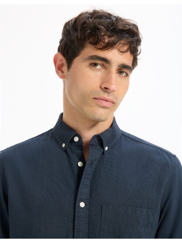 Celio Tmavomodrá pánska košeľa Celio Daxford