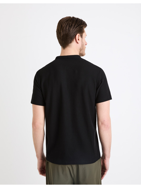 Celio Čierne pánske základné polo tričko Celio Gesohel