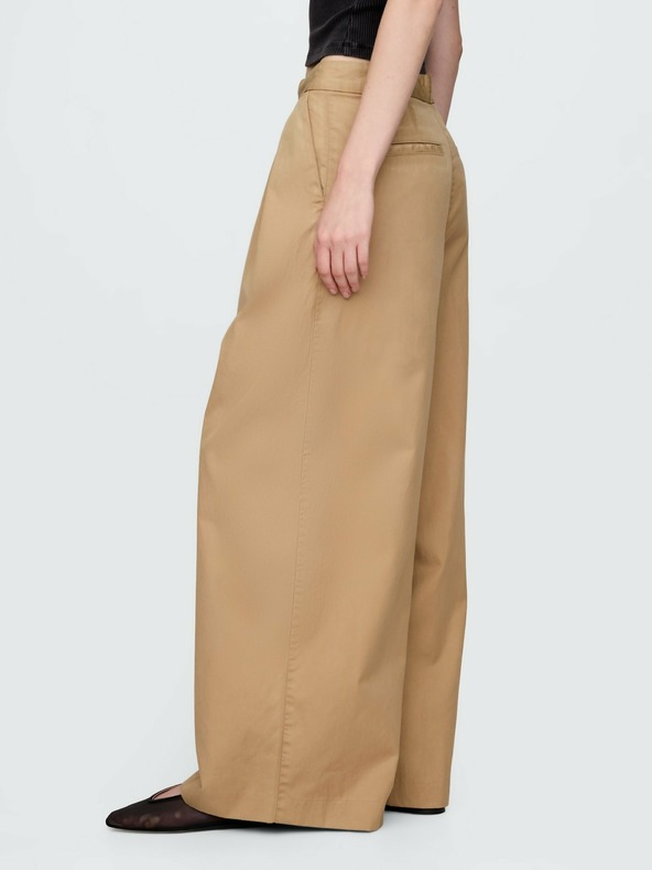 GAP Plisované keprové khaki nohavice High Rise wide-leg GAP