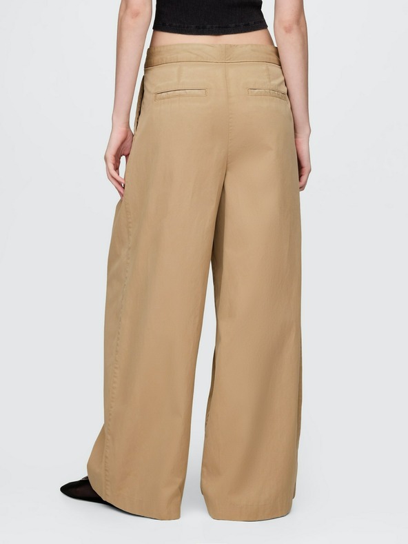GAP Plisované keprové khaki nohavice High Rise wide-leg GAP