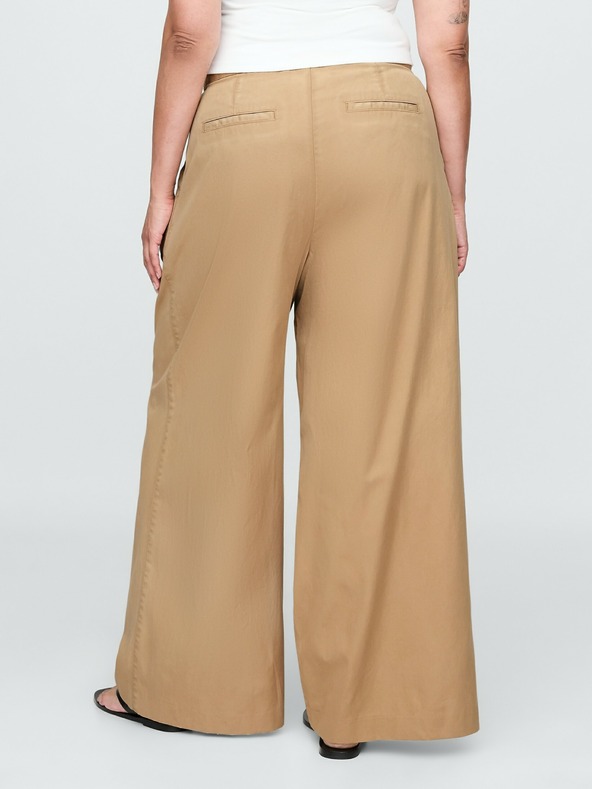 GAP Plisované keprové khaki nohavice High Rise wide-leg GAP