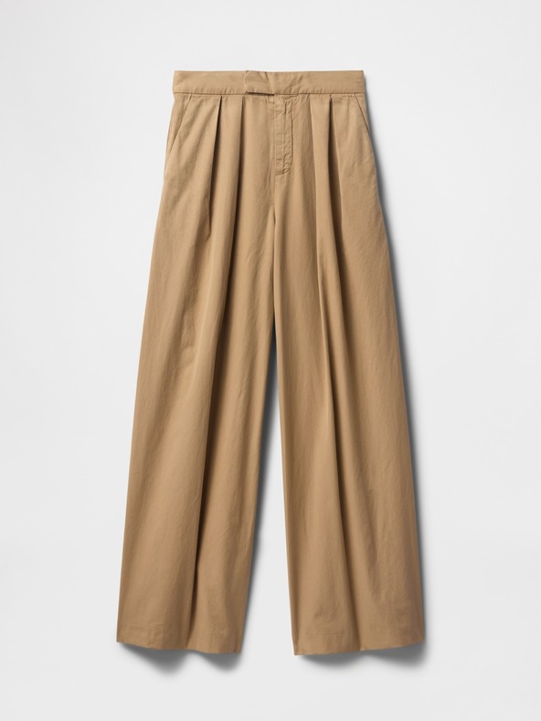 GAP Plisované keprové khaki nohavice High Rise wide-leg GAP