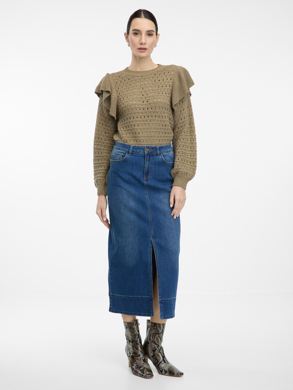 Orsay Tmavomodrá dámska džínsová maxi sukňa ORSAY