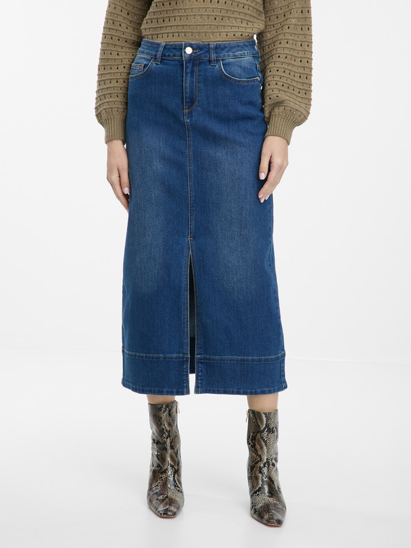 Orsay Tmavomodrá dámska džínsová maxi sukňa ORSAY