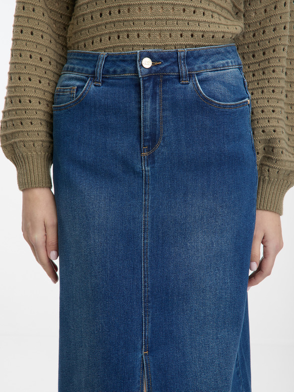 Orsay Tmavomodrá dámska džínsová maxi sukňa ORSAY