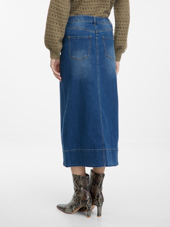 Orsay Tmavomodrá dámska džínsová maxi sukňa ORSAY