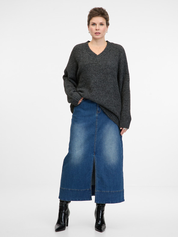 Orsay Tmavomodrá dámska džínsová maxi sukňa ORSAY