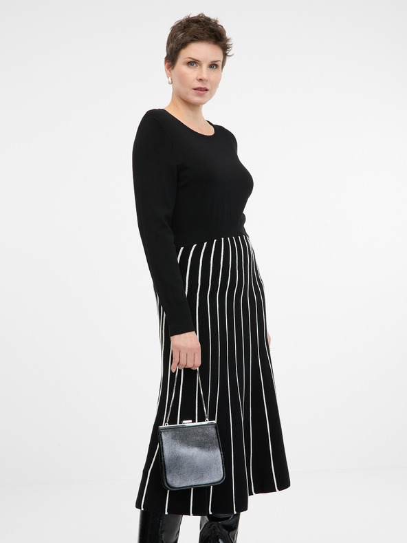 Orsay Čierne dámske šaty ku kolenám ORSAY