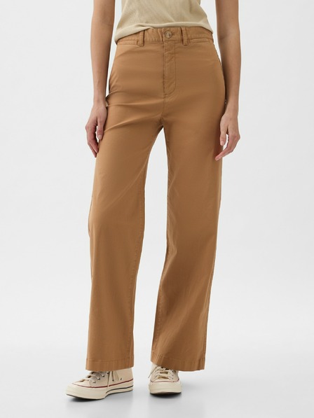 GAP Khaki nohavice High Stride wide-leg ankle GAP
