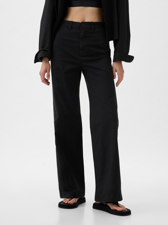 GAP Khaki nohavice High Stride wide-leg ankle GAP