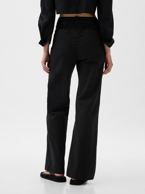 GAP Khaki nohavice High Stride wide-leg ankle GAP