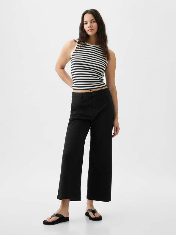 GAP Khaki nohavice High Stride wide-leg ankle GAP