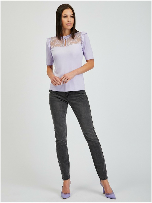 Orsay Svetlofialová dámska košeľa s čipkou ORSAY