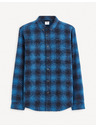 Celio Modrá pánska kockovaná košeľa Celio Fabuche