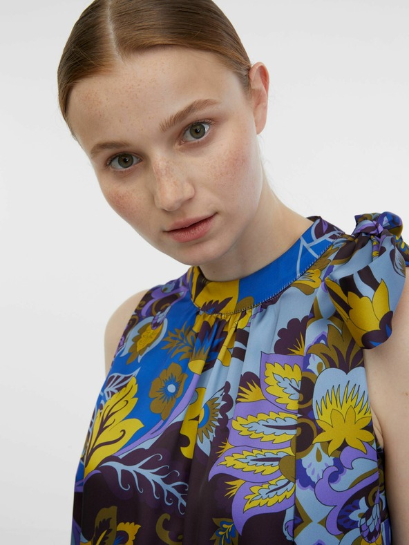 Orsay Modrá dámska vzorovaná saténová blúzka ORSAY