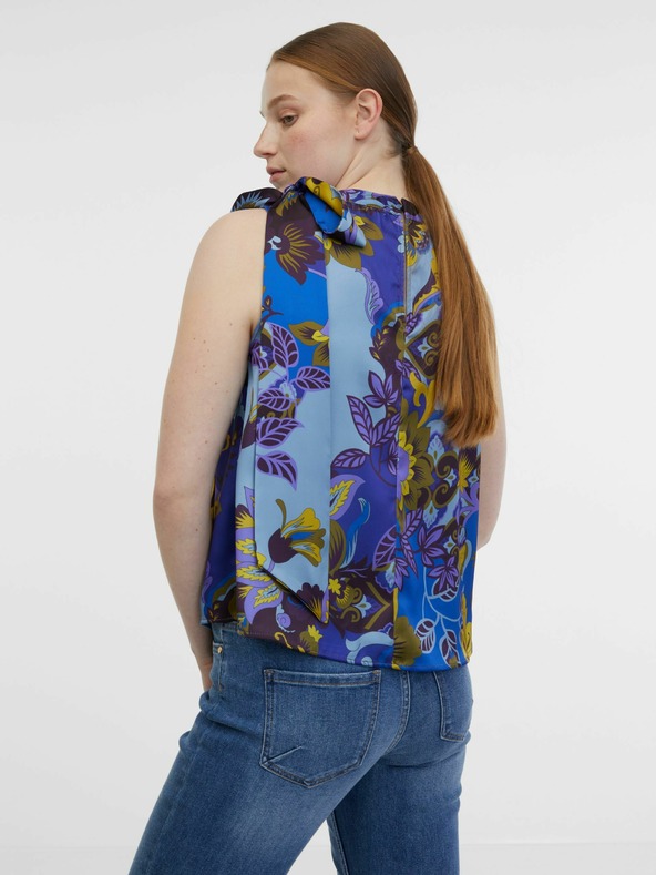 Orsay Modrá dámska vzorovaná saténová blúzka ORSAY