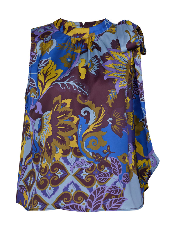Orsay Modrá dámska vzorovaná saténová blúzka ORSAY