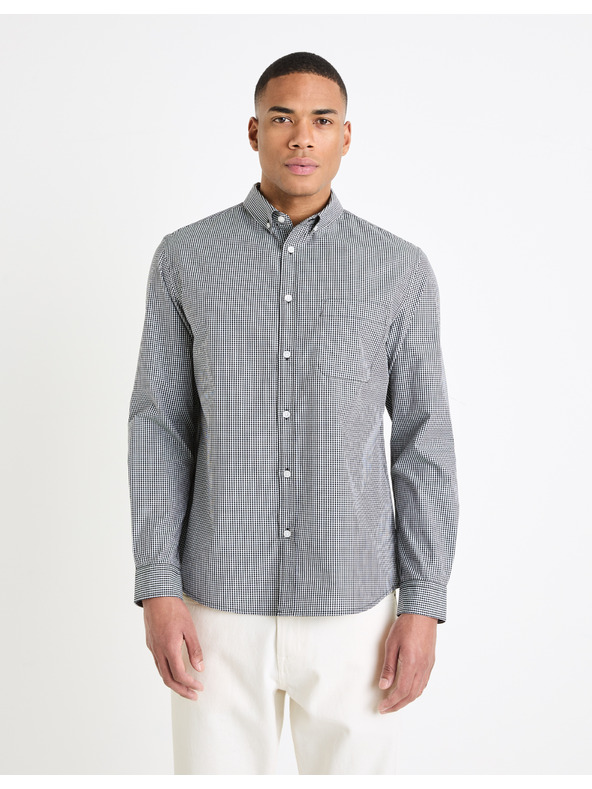 Celio Čierne pánske vzorované tričko Celio Gaopur