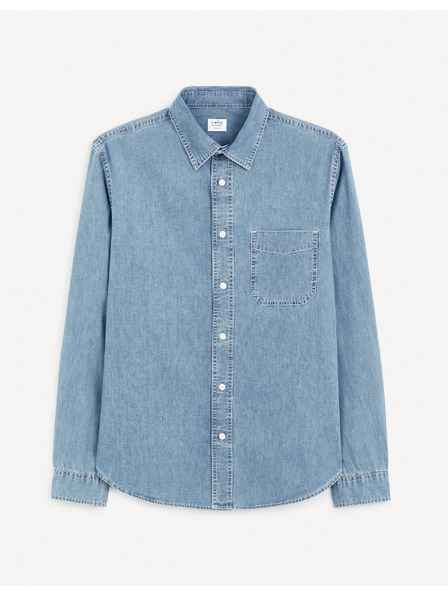 Celio Modrá pánska džínsová košeľa Celio Gagusti1
