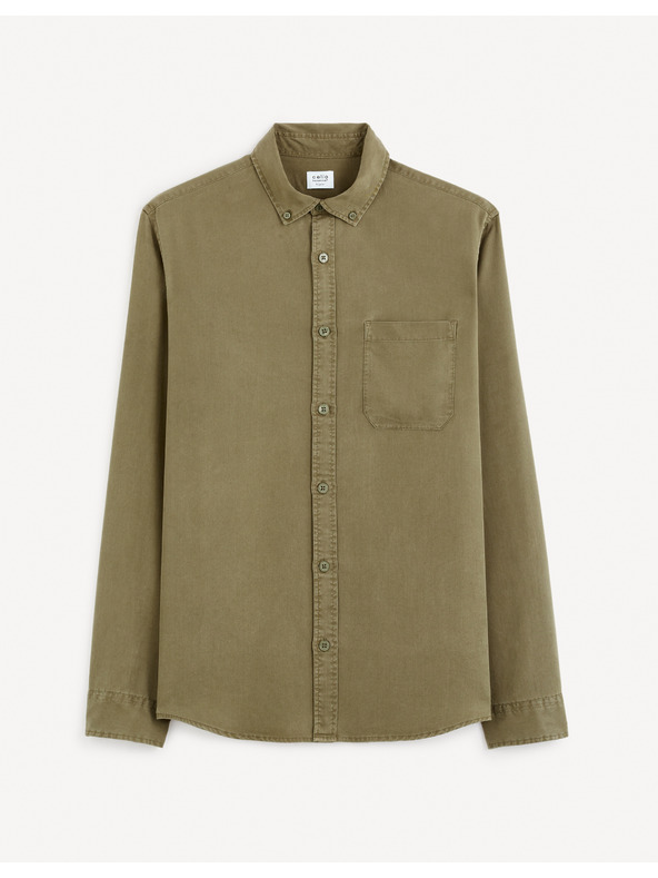 Celio Khaki pánska košeľa Celio Gacocel