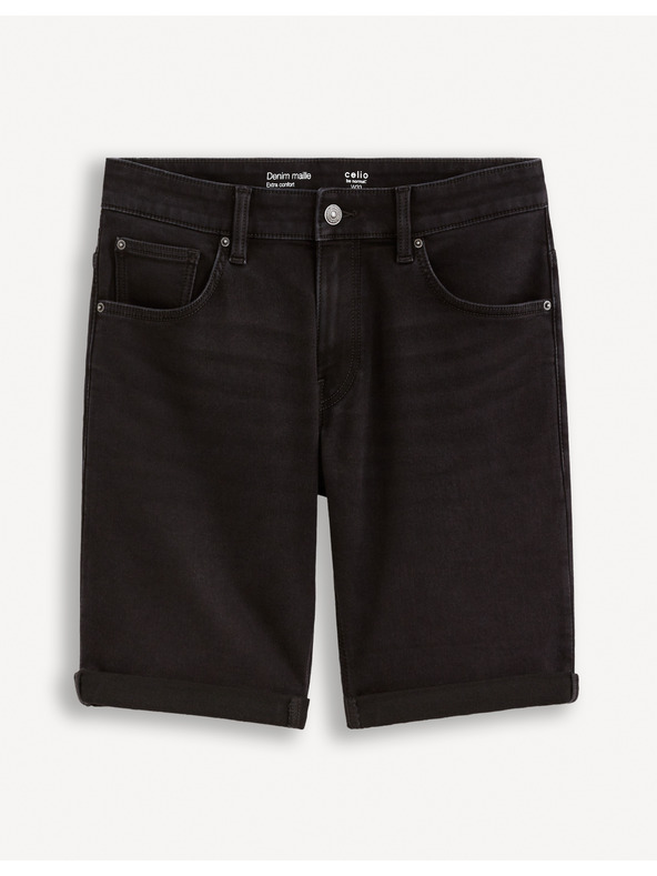 Celio Čierne pánske džínsové šortky Celio Boknitbm