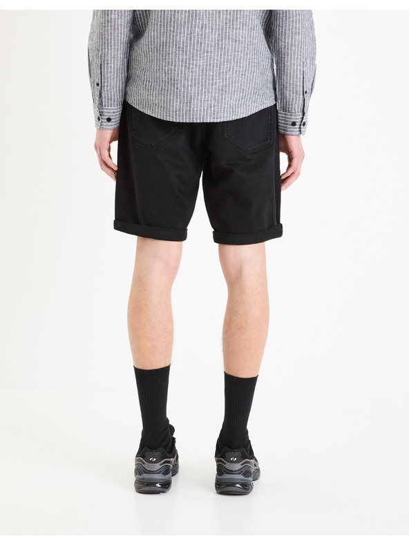 Celio Čierne pánske džínsové šortky Celio Boknitbm