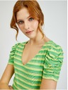 Orsay Žltozelené dámske pruhované tričko ORSAY