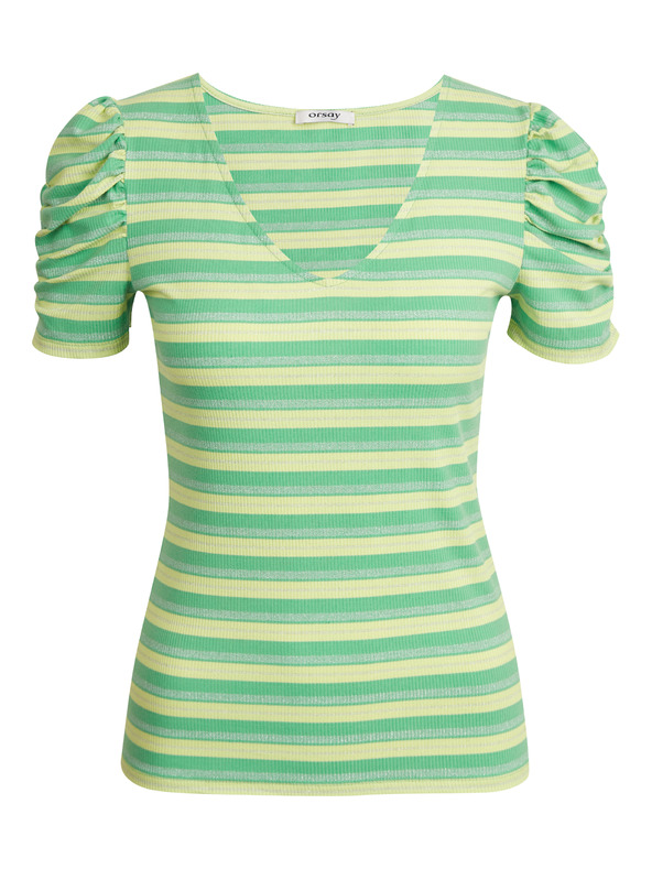 Orsay Žltozelené dámske pruhované tričko ORSAY