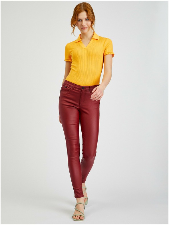 Orsay Bordové dámske nohavice skinny fit ORSAY