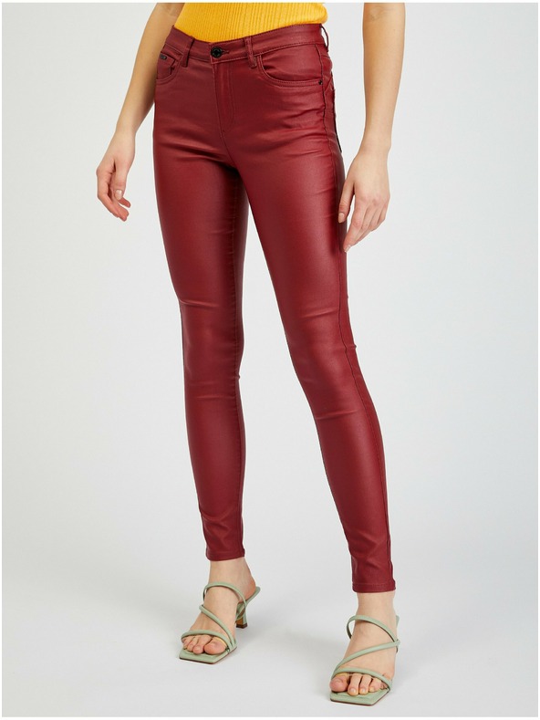 Orsay Bordové dámske nohavice skinny fit ORSAY