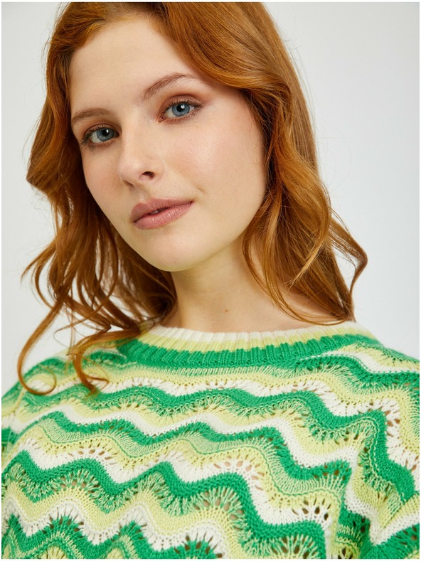 Orsay Žltozelený dámsky pruhovaný sveter ORSAY