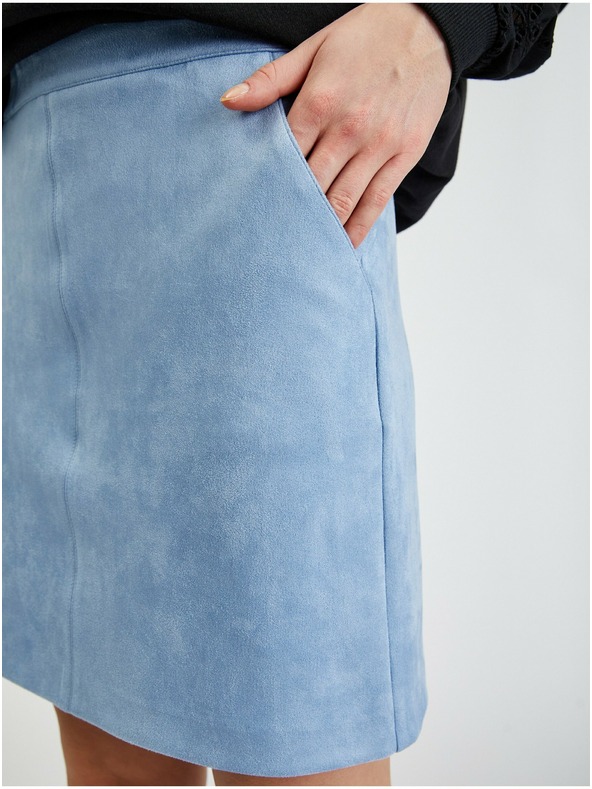 Orsay Svetlomodrá dámska sukňa zo semišu ORSAY